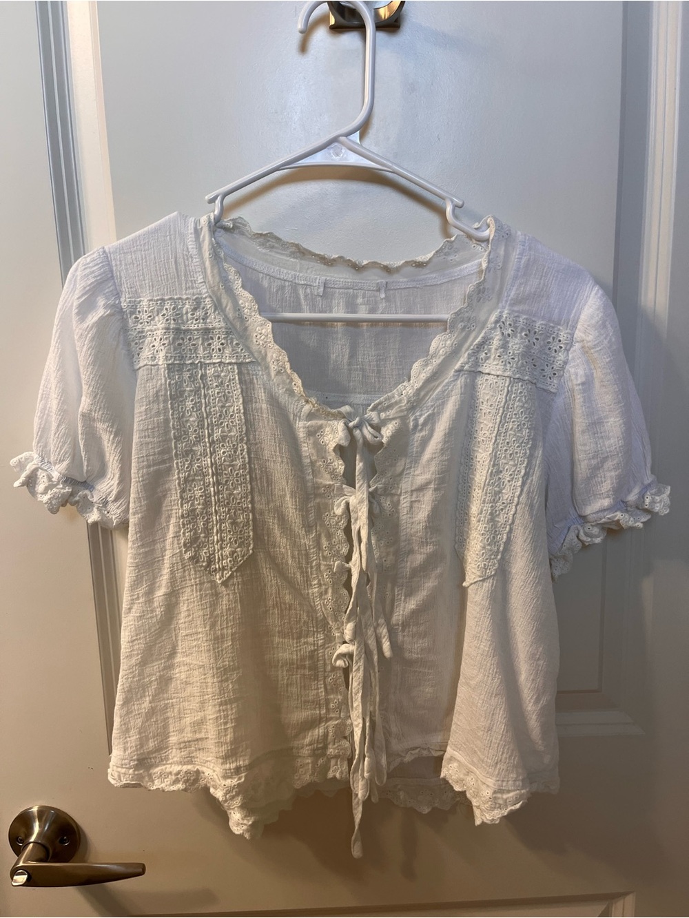 Women's White Lace-Trim Blouse